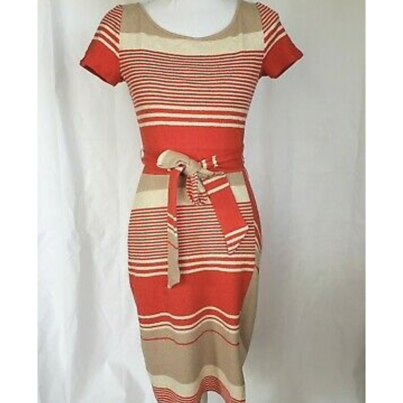 Anthropologie Lilka Sorella Orange Striped Dress - Picture 5 of 5